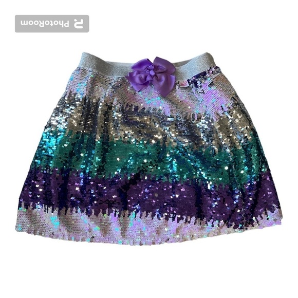 JoJo pink blue purple white sequin elastic waist girls skirt size large 10-12 - Picture 1 of 8